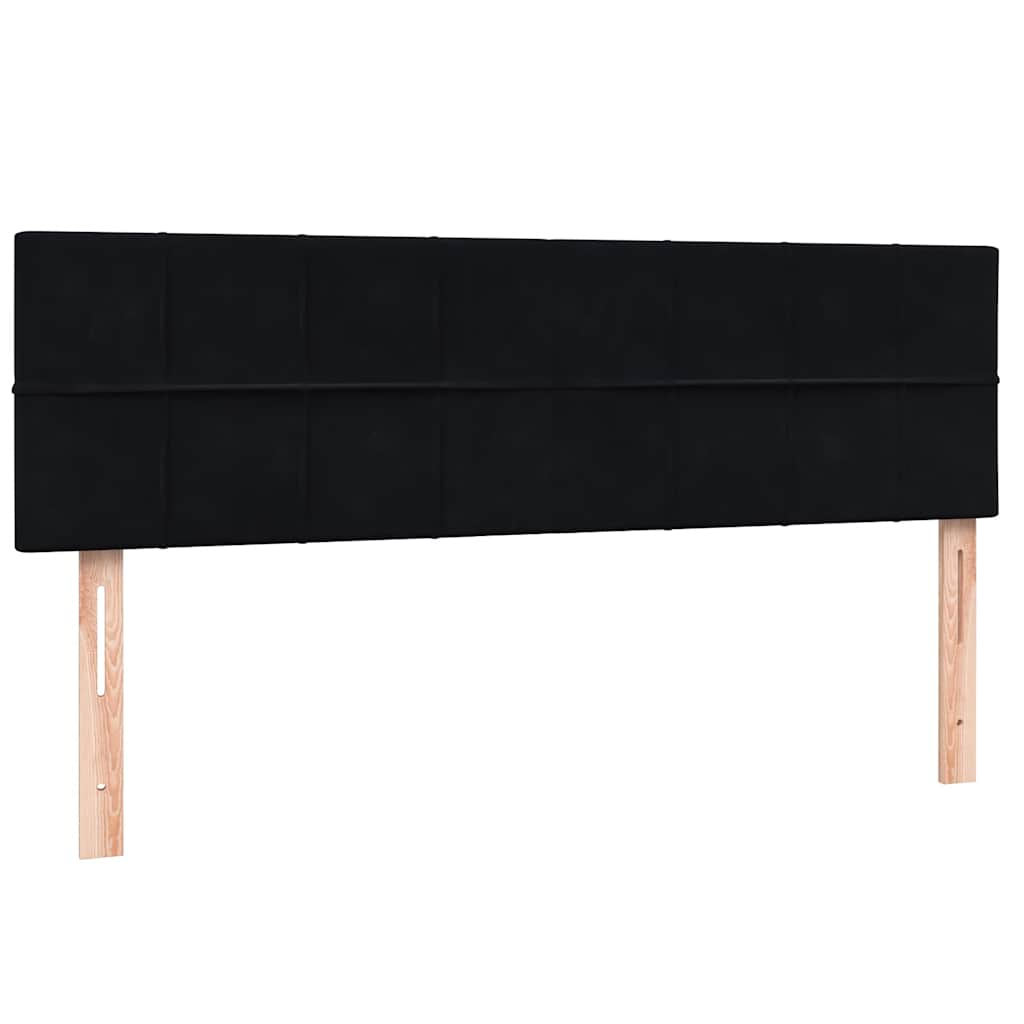 kontinentalseng med madras og LED-lys 160x210 cm fløjl sort