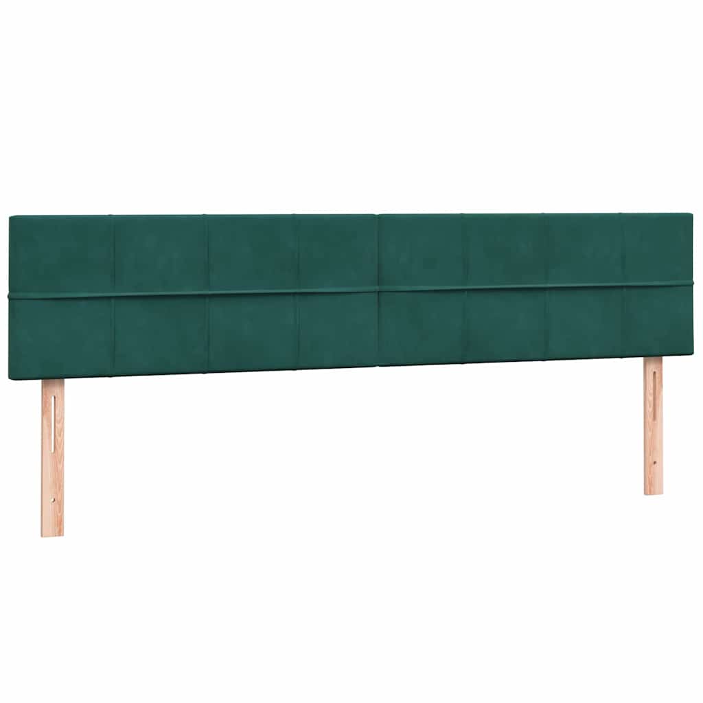 kontinentalseng med madras og LED-lys 180x220 cm fløjl mørkegrøn