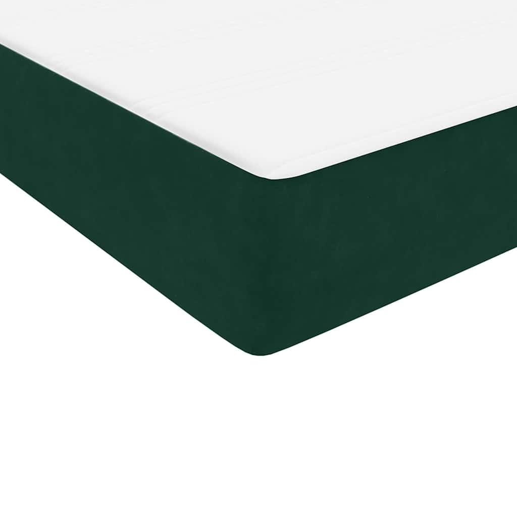 kontinentalseng med madras og LED-lys 180x220 cm fløjl mørkegrøn