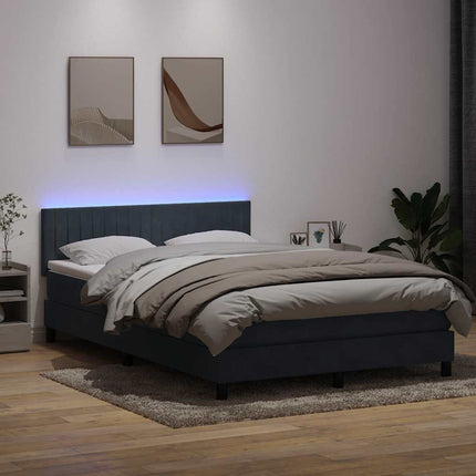 kontinentalseng med madras og LED-lys 160x210 cm fløjl mørkegrå
