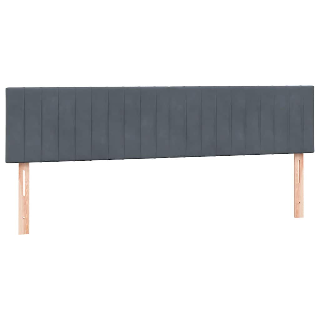 kontinentalseng med madras og LED-lys 180x210 cm fløjl mørkegrå