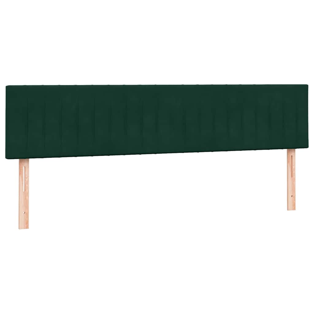 kontinentalseng med madras og LED-lys 180x220 cm fløjl mørkegrøn