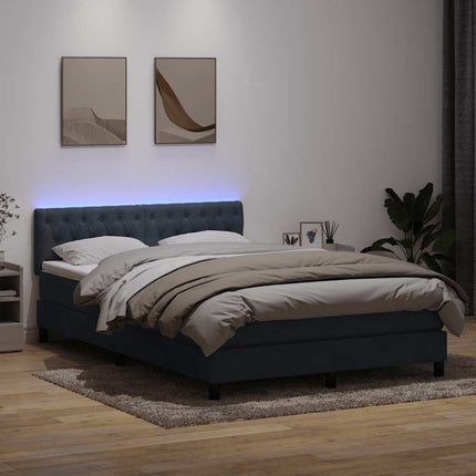 kontinentalseng med madras og LED-lys 160x210 cm fløjl mørkegrå