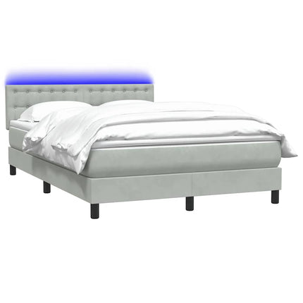 kontinentalseng med madras og LED-lys 160x210 cm fløjl lysegrå