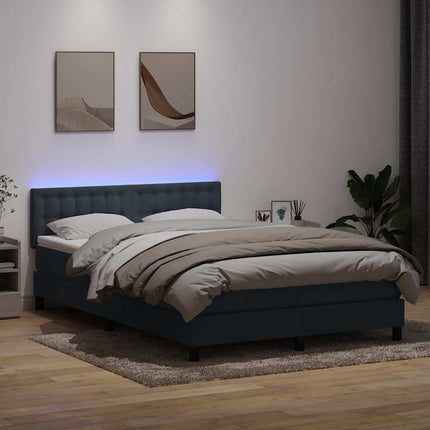 kontinentalseng med madras og LED-lys 160x210 cm fløjl mørkegrå