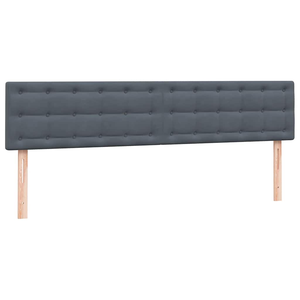kontinentalseng med madras og LED-lys 180x210 cm fløjl mørkegrå