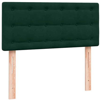 kontinentalseng med madras og LED-lys mørkegrøn 80x220 cm fløjl