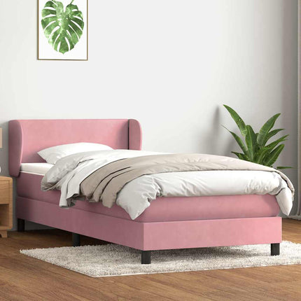 kontinentalseng med madras lyserød 90x210 cm fløjl