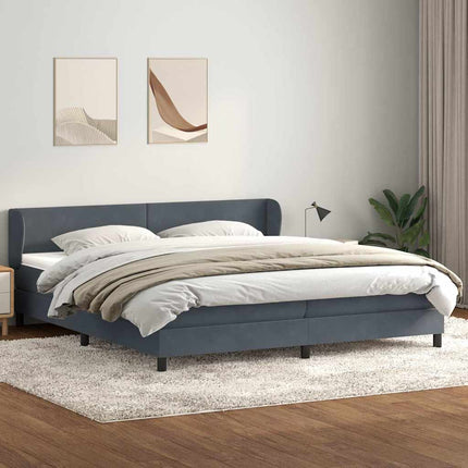 kontinentalseng med madrasser 180x210 cm fløjl mørkegrå