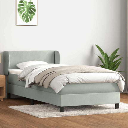 kontinentalseng med madras lysegrå 90x220 cm fløjl
