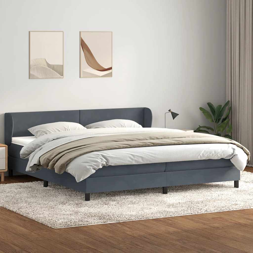 kontinentalseng med madrasser 180x220 cm fløjl mørkegrå