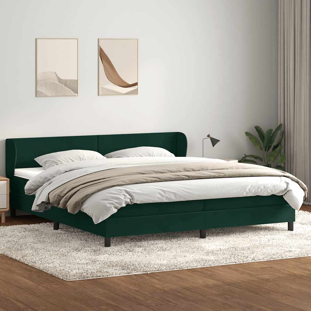 kontinentalseng med madrasser 180x220 cm fløjl mørkegrøn