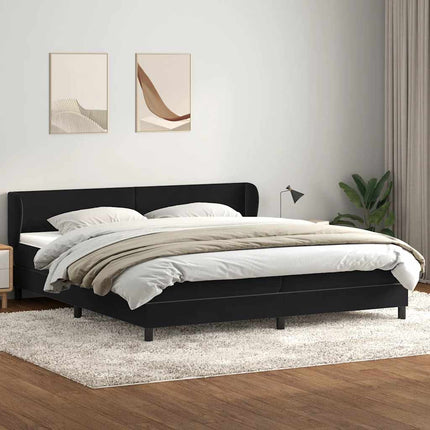 kontinentalseng med madrasser 200x220 cm fløjl sort