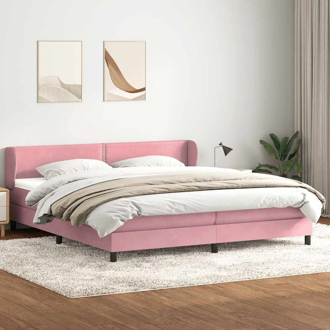 kontinentalseng med madrasser 180x210 cm fløjl lyserød