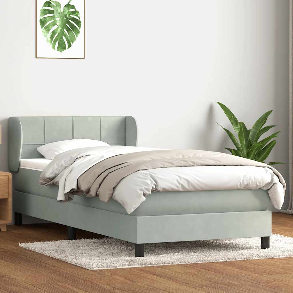 kontinentalseng med madras lysegrå 80x210 cm fløjl