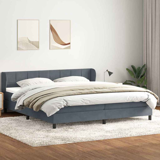 kontinentalseng med madrasser 180x210 cm fløjl mørkegrå