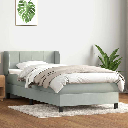 kontinentalseng med madras lysegrå 90x220 cm fløjl