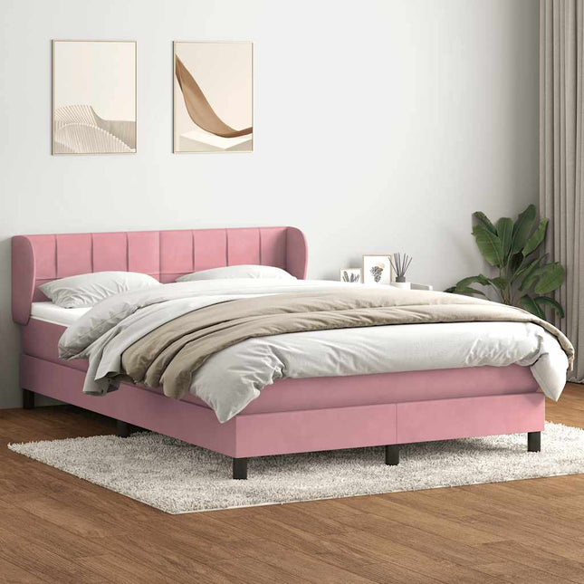 kontinentalseng med madras 140x220 cm fløjl lyserød
