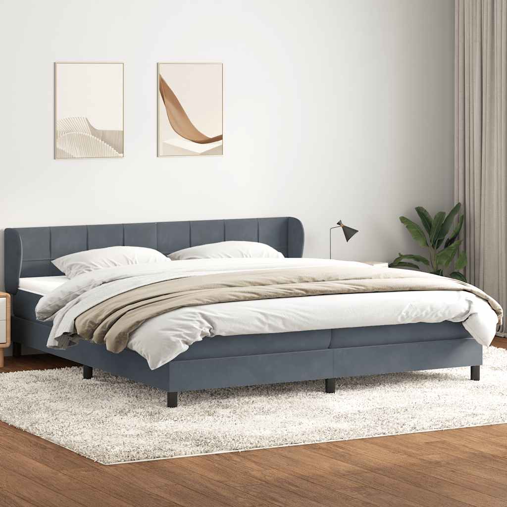 kontinentalseng med madrasser 180x220 cm fløjl mørkegrå