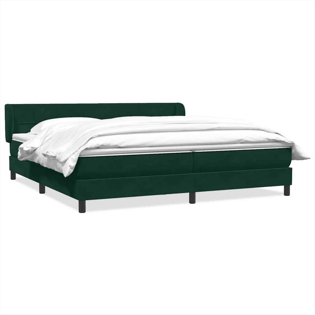 kontinentalseng med madrasser 180x220 cm fløjl mørkegrøn