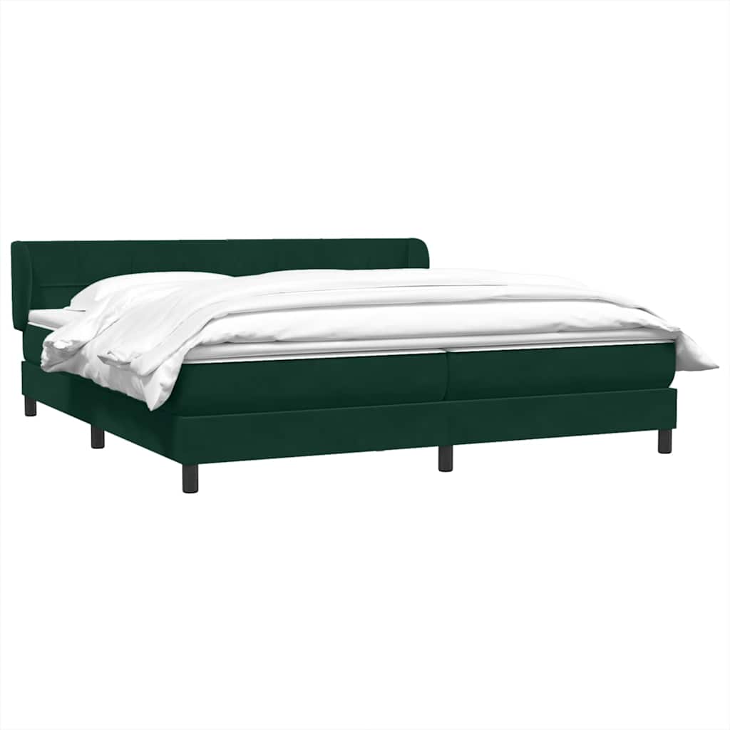 kontinentalseng med madrasser 180x220 cm fløjl mørkegrøn