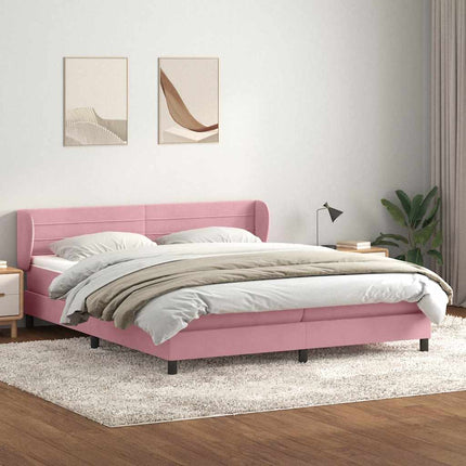 kontinentalseng med madrasser 180x210 cm fløjl lyserød