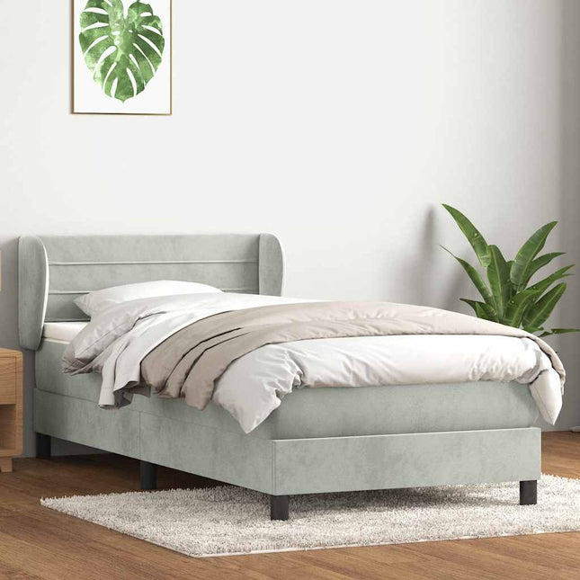 kontinentalseng med madras lysegrå 80x220 cm fløjl