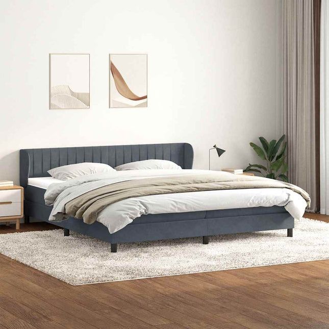 kontinentalseng med madrasser 180x210 cm fløjl mørkegrå