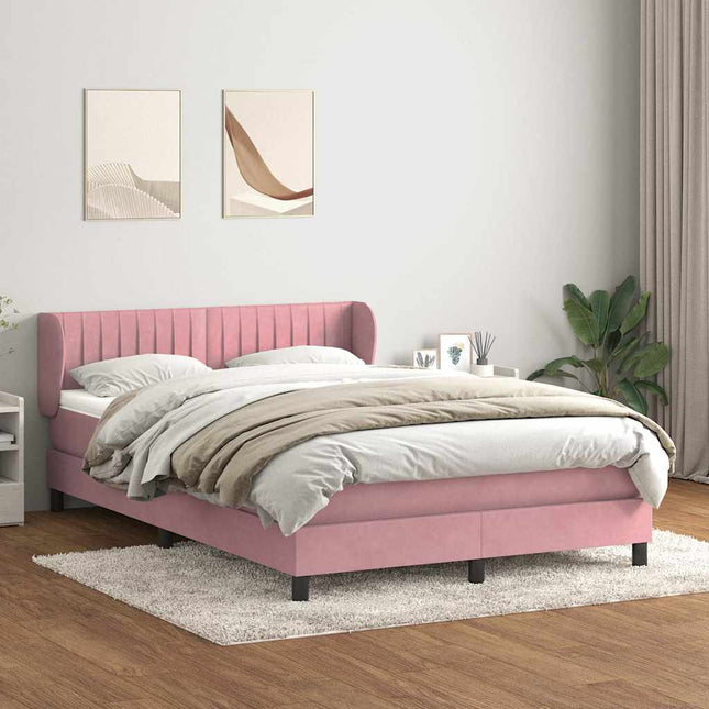kontinentalseng med madras 160x220 cm fløjl lyserød