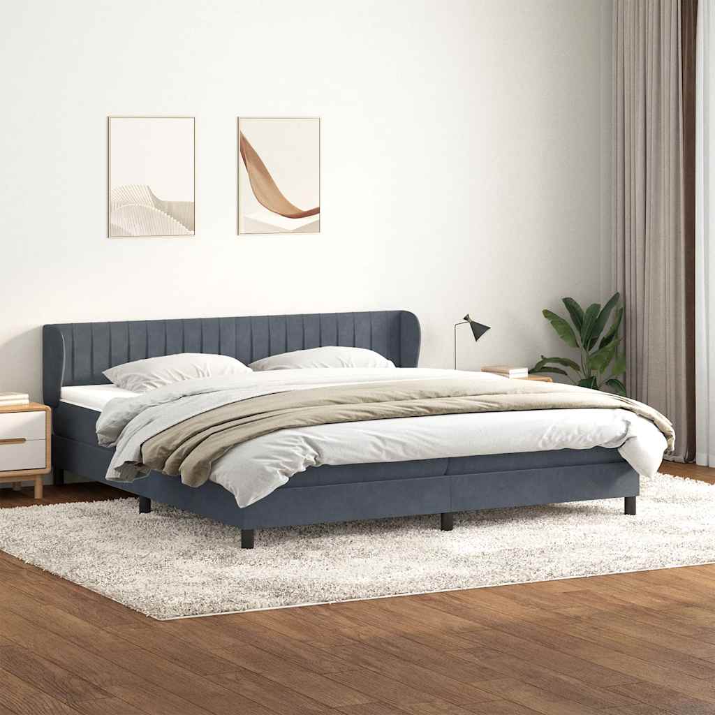 kontinentalseng med madrasser 180x220 cm fløjl mørkegrå