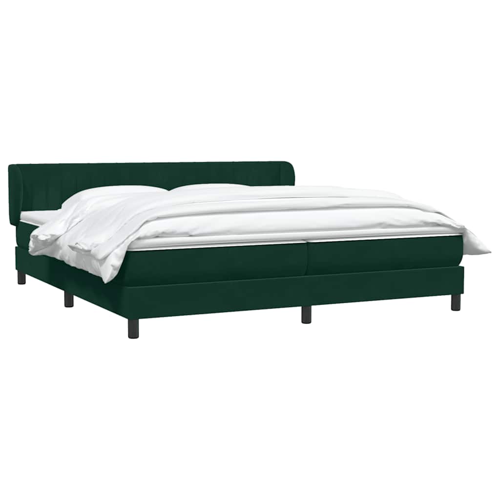 kontinentalseng med madrasser 180x220 cm fløjl mørkegrøn