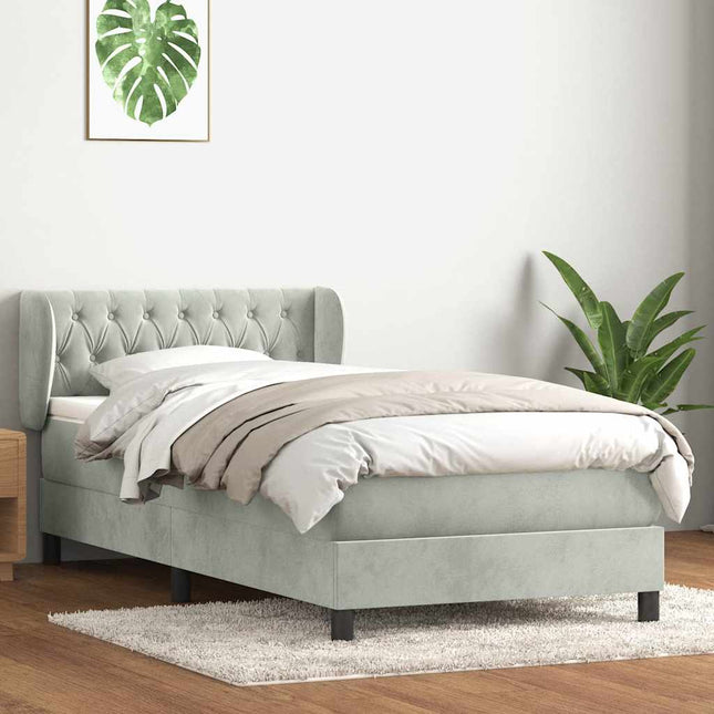 kontinentalseng med madras lysegrå 80x210 cm fløjl