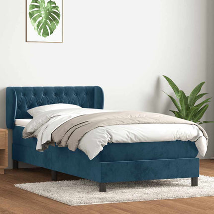 kontinentalseng med madras mørkeblå 80x210 cm fløjl