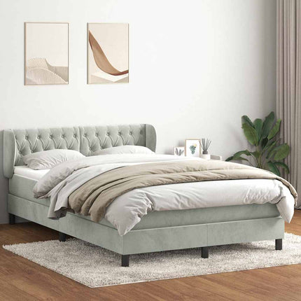 kontinentalseng med madras 160x210 cm fløjl lysegrå