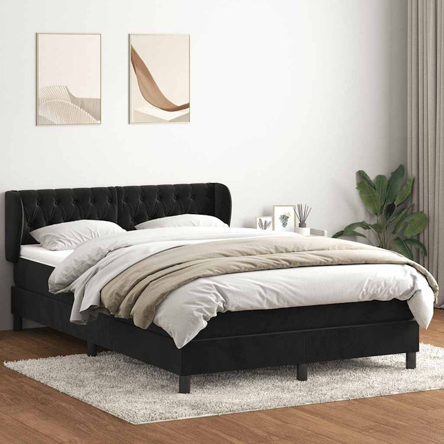 kontinentalseng med madras 160x210 cm fløjl sort
