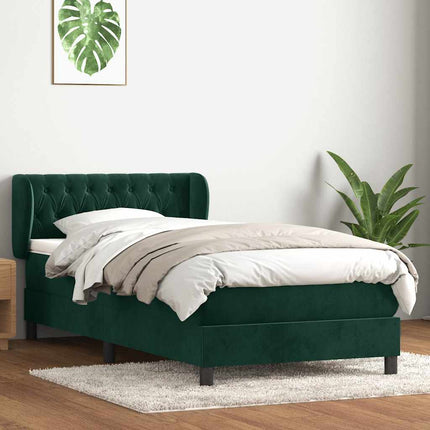 kontinentalseng med madras mørkegrøn 80x220 cm fløjl