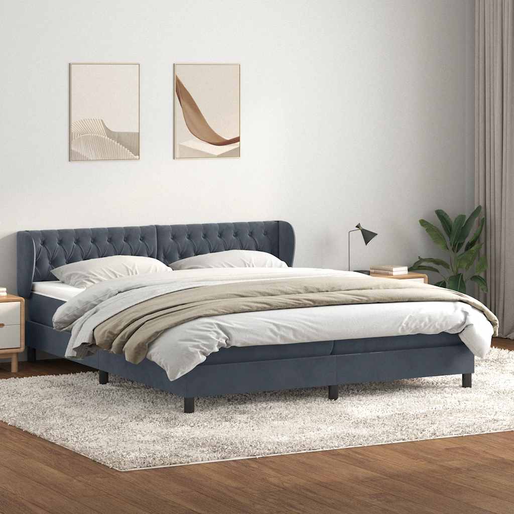 kontinentalseng med madrasser 180x220 cm fløjl mørkegrå