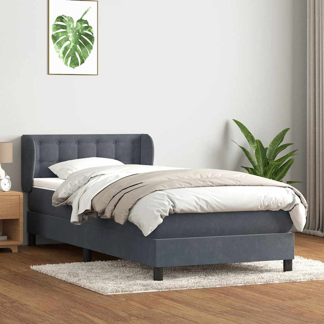 kontinentalseng med madras mørkegrå 80x210 cm fløjl