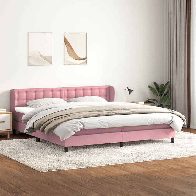 kontinentalseng med madrasser 180x210 cm fløjl lyserød