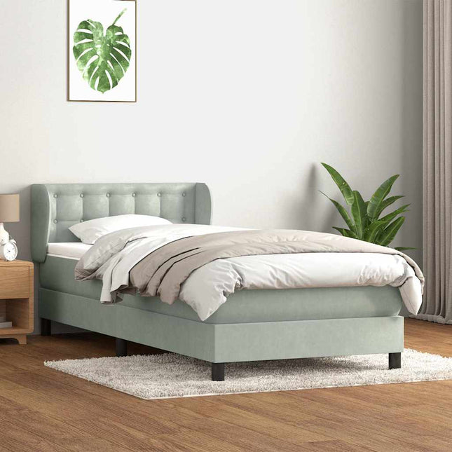 kontinentalseng med madras lysegrå 80x220 cm fløjl