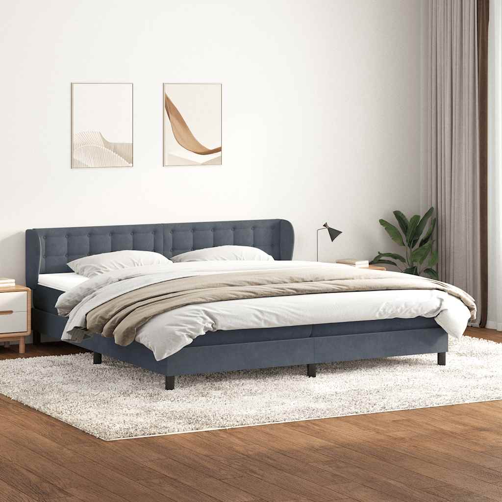 kontinentalseng med madrasser 180x220 cm fløjl mørkegrå