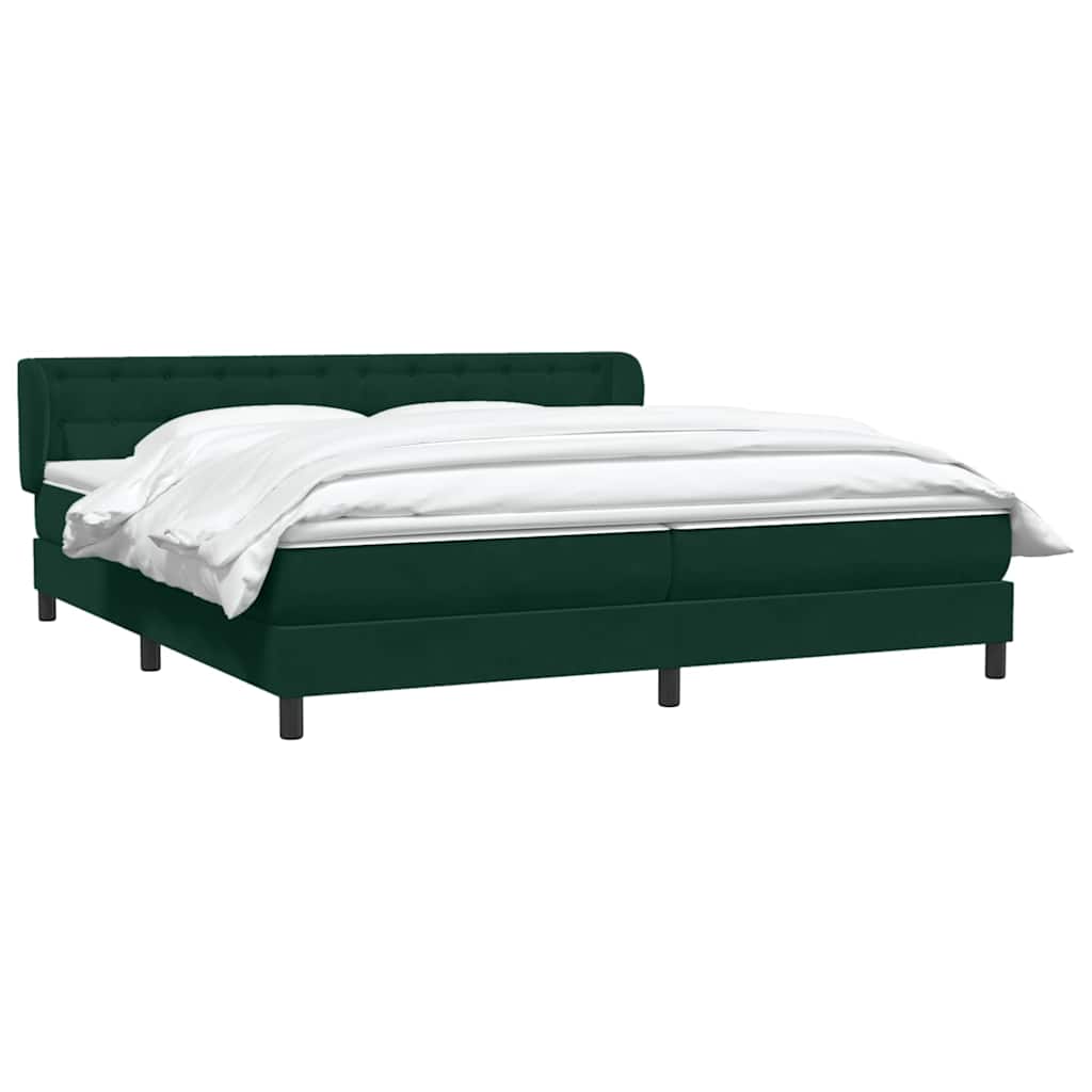 kontinentalseng med madrasser 180x220 cm fløjl mørkegrøn