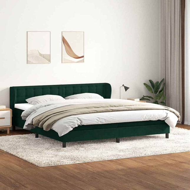 kontinentalseng med madrasser 180x220 cm fløjl mørkegrøn