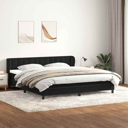 kontinentalseng med madrasser 200x220 cm fløjl sort