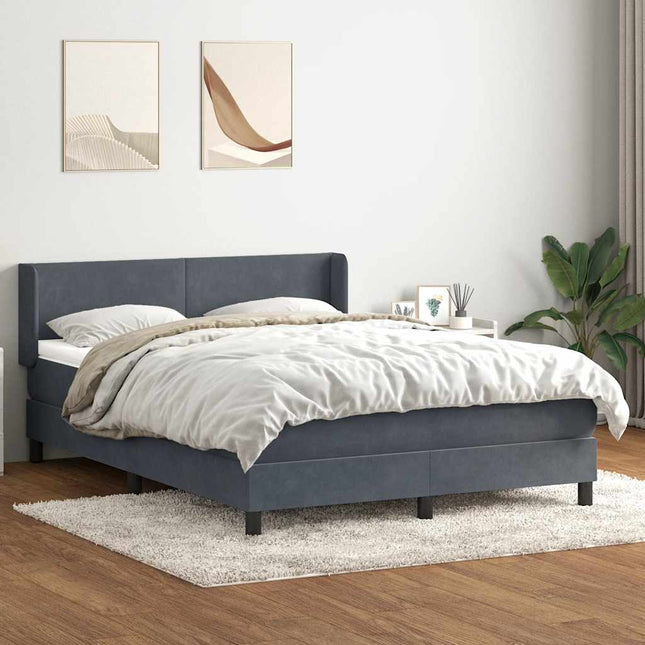 kontinentalseng med madras 160x210 cm fløjl mørkegrå