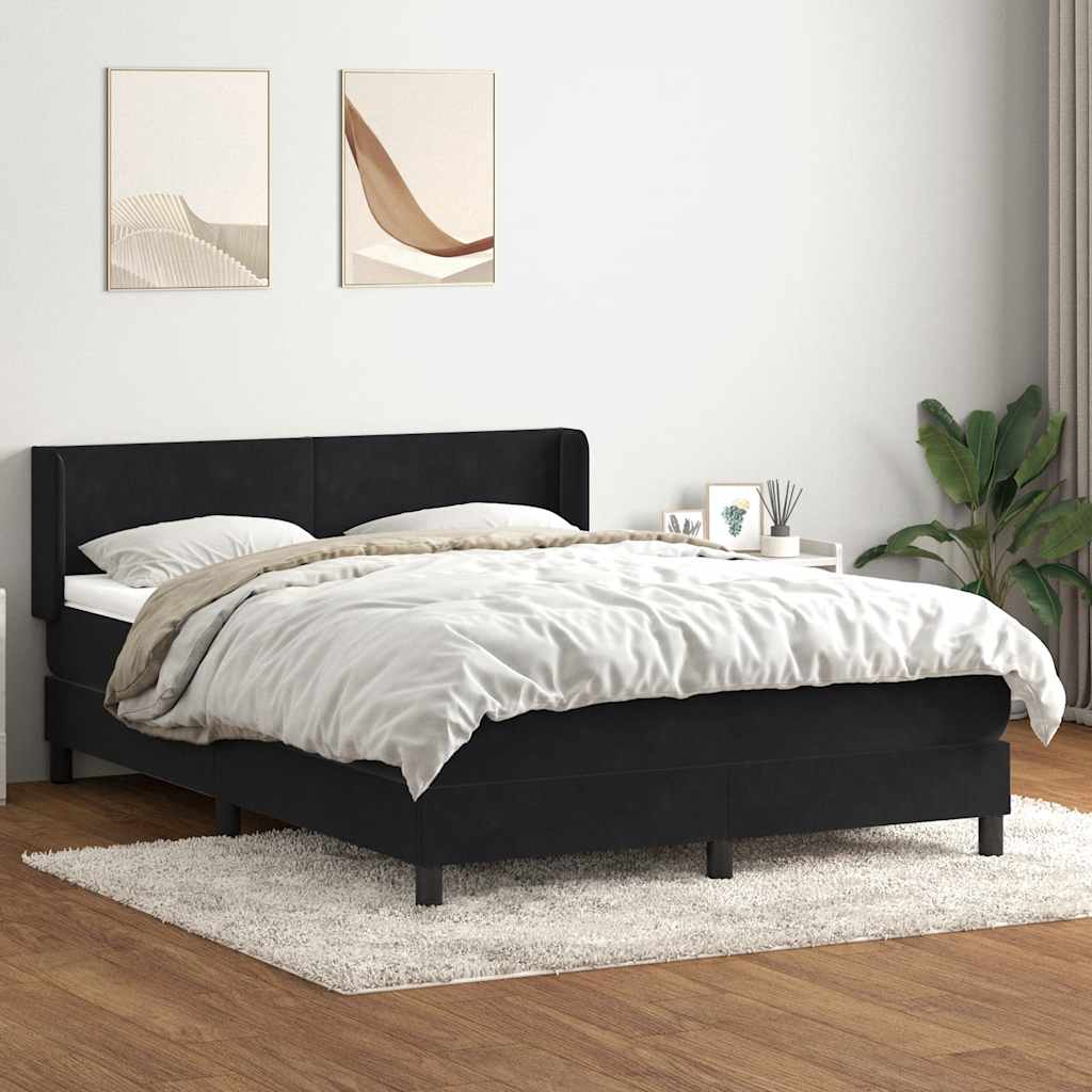kontinentalseng med madras 160x210 cm fløjl sort