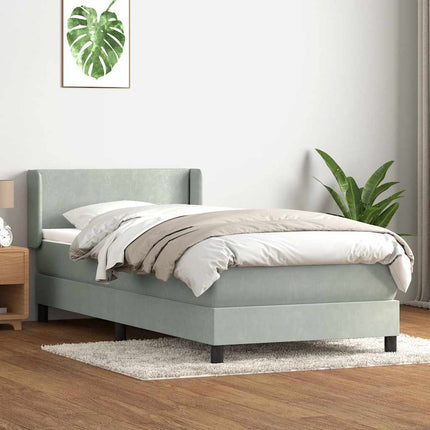 kontinentalseng med madras lysegrå 90x220 cm fløjl