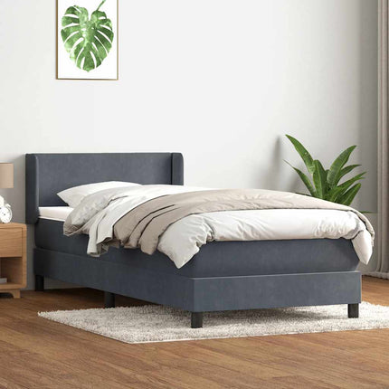kontinentalseng med madras mørkegrå 90x220 cm fløjl