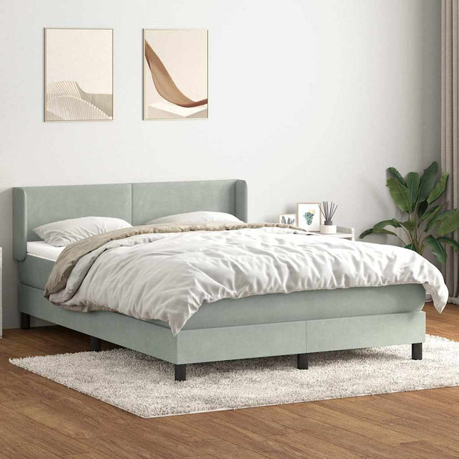 kontinentalseng med madras 160x220 cm fløjl lysegrå