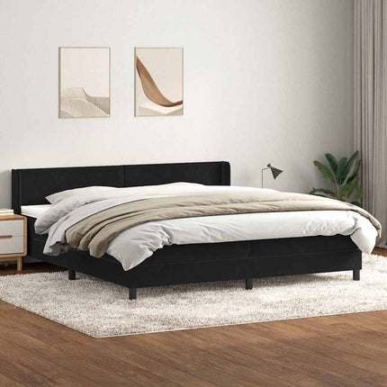 kontinentalseng med madras 200x220 cm fløjl sort